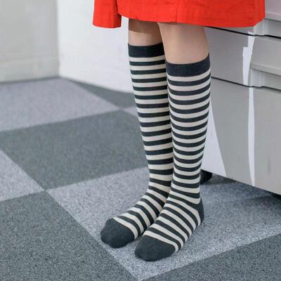 韩国东大门羊毛保暖条纹小腿袜