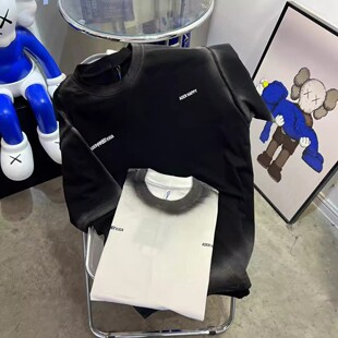 秋冬季 上衣男情侣百搭 潮牌重磅洗水扎染渐变色字母印花T恤女短袖