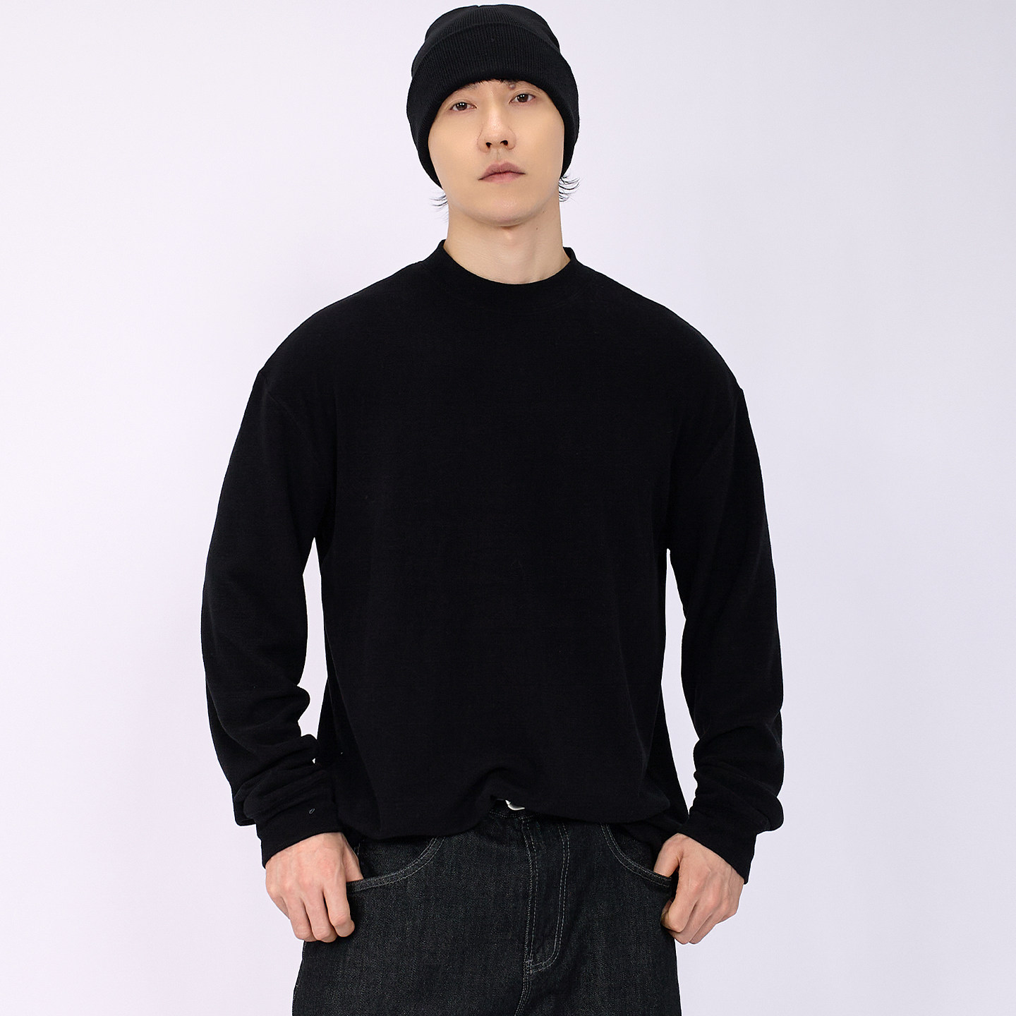 HAMB原创双面绒感长袖打底男弹力