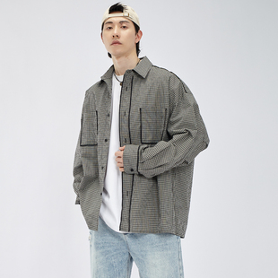 HAMB原创 2026春季新款高级感格纹衬衫外套长袖休闲小众设计痞帅