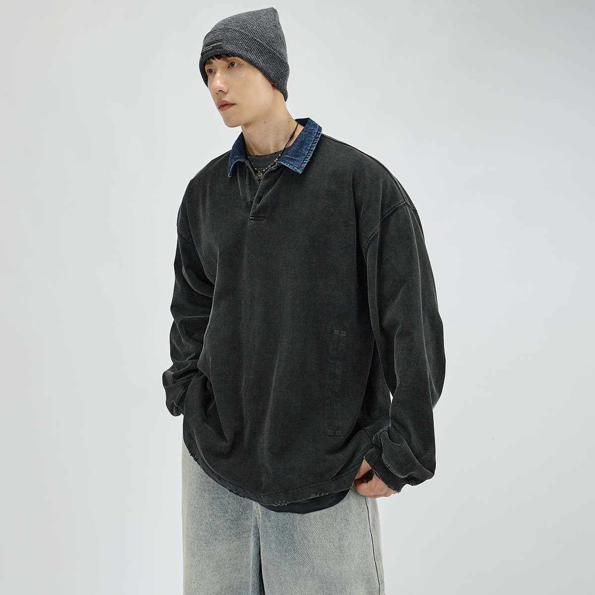 HAMB原创美式水洗复古polo衫男