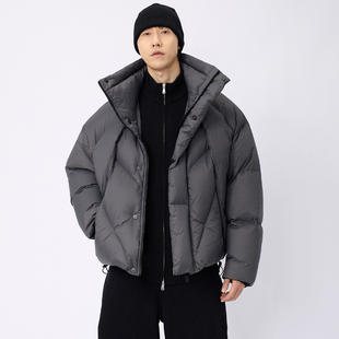 HAMB原创2025冬季新款90白鸭绒高级感立领绗线羽绒服外套男高充绒