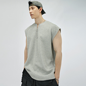 美式 HAMB原创 2026夏季 半拉链华夫格坎肩背心男运动健身宽松休闲