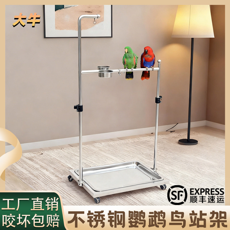 大牛304不锈钢鹦鹉鸟站架中大型栖息鸟架子金刚葵花和尚鹦鹉用品