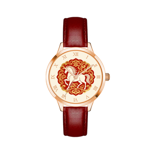 生肖马红色本命年2026新款国风创意防水石英手表男女情侣生日礼物
