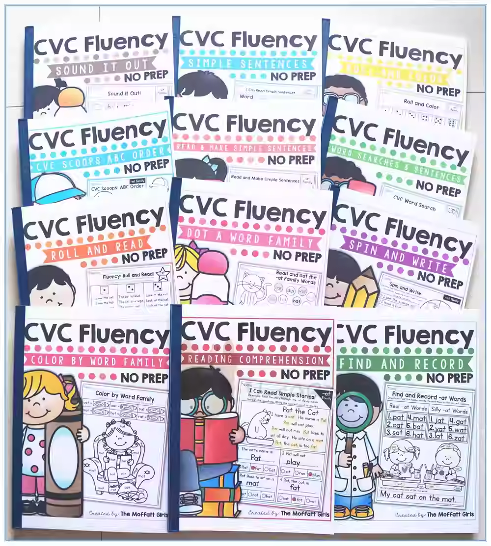 cvc fluency元音辅音family word拼读练习外国课堂材料英语启教具