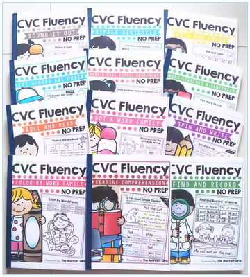 cvc fluency元音辅音family word拼读练习外国课堂材料英语启教具