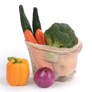 有机棉纯棉网袋束口棉网抽绳购物袋承装超市蔬菜水果棉布网袋