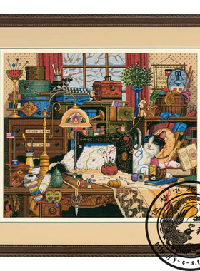 【现货】美国原装进口DIM十字绣套件 03884 缝纫猫