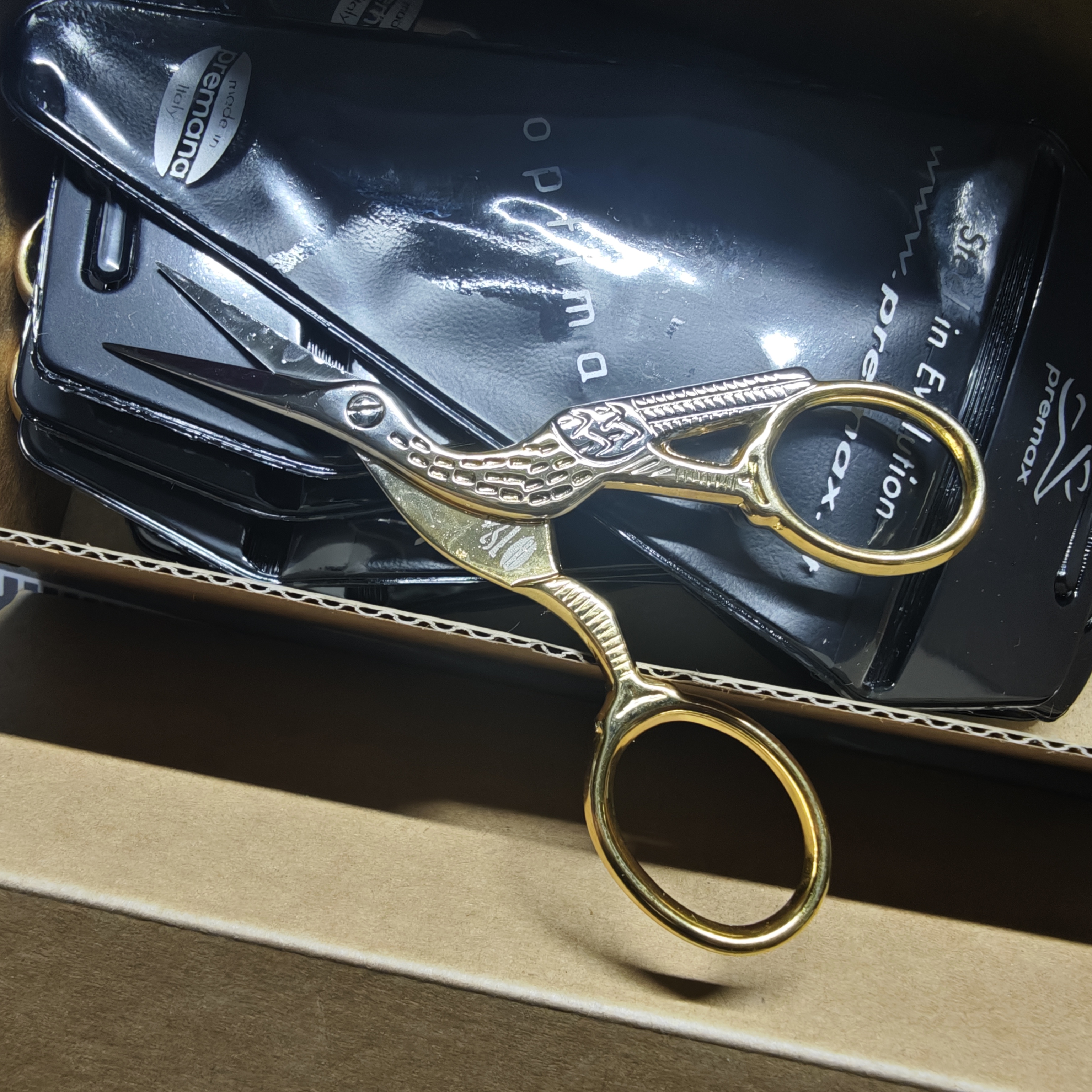 意大利比美士premax十字绣缝纫小剪刀高级精钛铬钢双色金银鹤剪刀