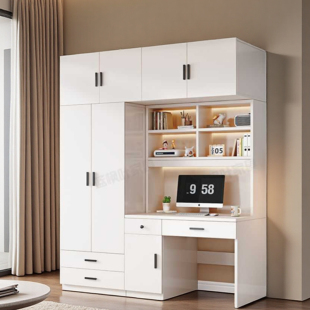 书柜简约衣柜带书桌一体儿童房电脑桌组合小户型家用卧室写字桌