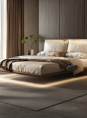 政府补贴悬浮床意式极简床主卧高端大气现代简约轻奢高级感真皮床