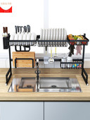 不锈钢厨房置物架水槽水池放碗架水龙头沥水架厨具用品黑色收纳架