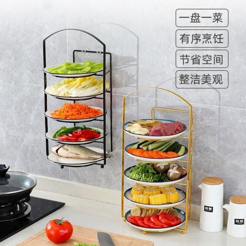 厨房备菜置物架手提台面多层菜盘抹布架/厨房清洁收纳