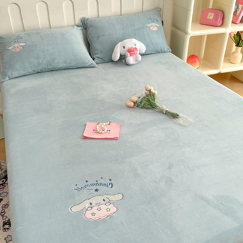 玉桂狗卡通牛奶绒床笠单件床罩儿童冬季席梦思床垫保护罩宿舍床套