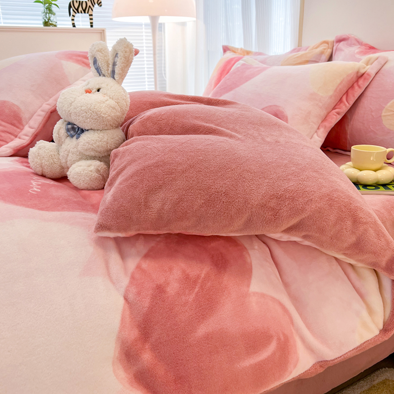 A类牛奶绒四件套加厚保暖