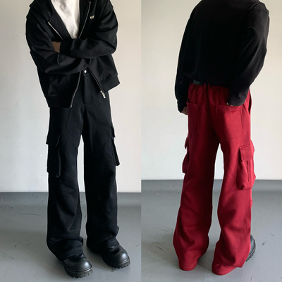 秋冬新款加厚工装裤男女基础潮宽松直筒多口袋cleanfit长裤