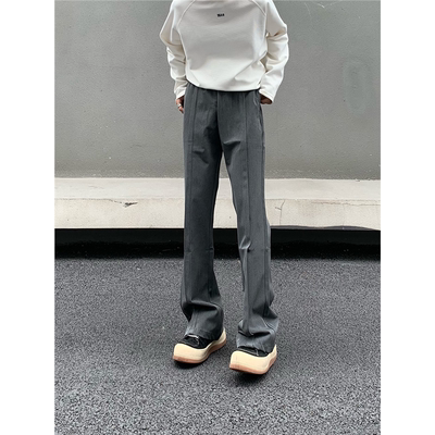 新款美式高街解构西裤男潮cleanfit垂感休闲宽松直筒长裤