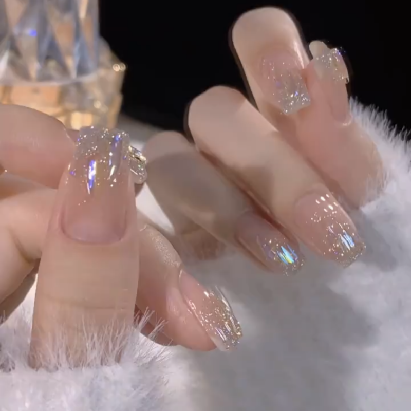 中款星空渐变极光钻手工定制穿戴甲美甲成品假指甲可拆卸甲片显白