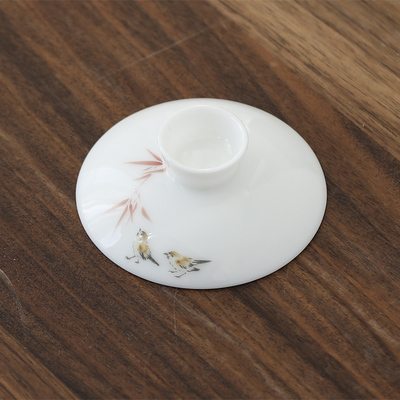 秋分盖碗单盖子6cm-10cm各尺寸羊脂玉白瓷泡茶杯泡茶碗盖子