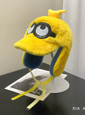 搞怪帽黄色小黄人飞行员帽冬季护耳保暖防寒帽毛绒帽子绑带鸭舌帽