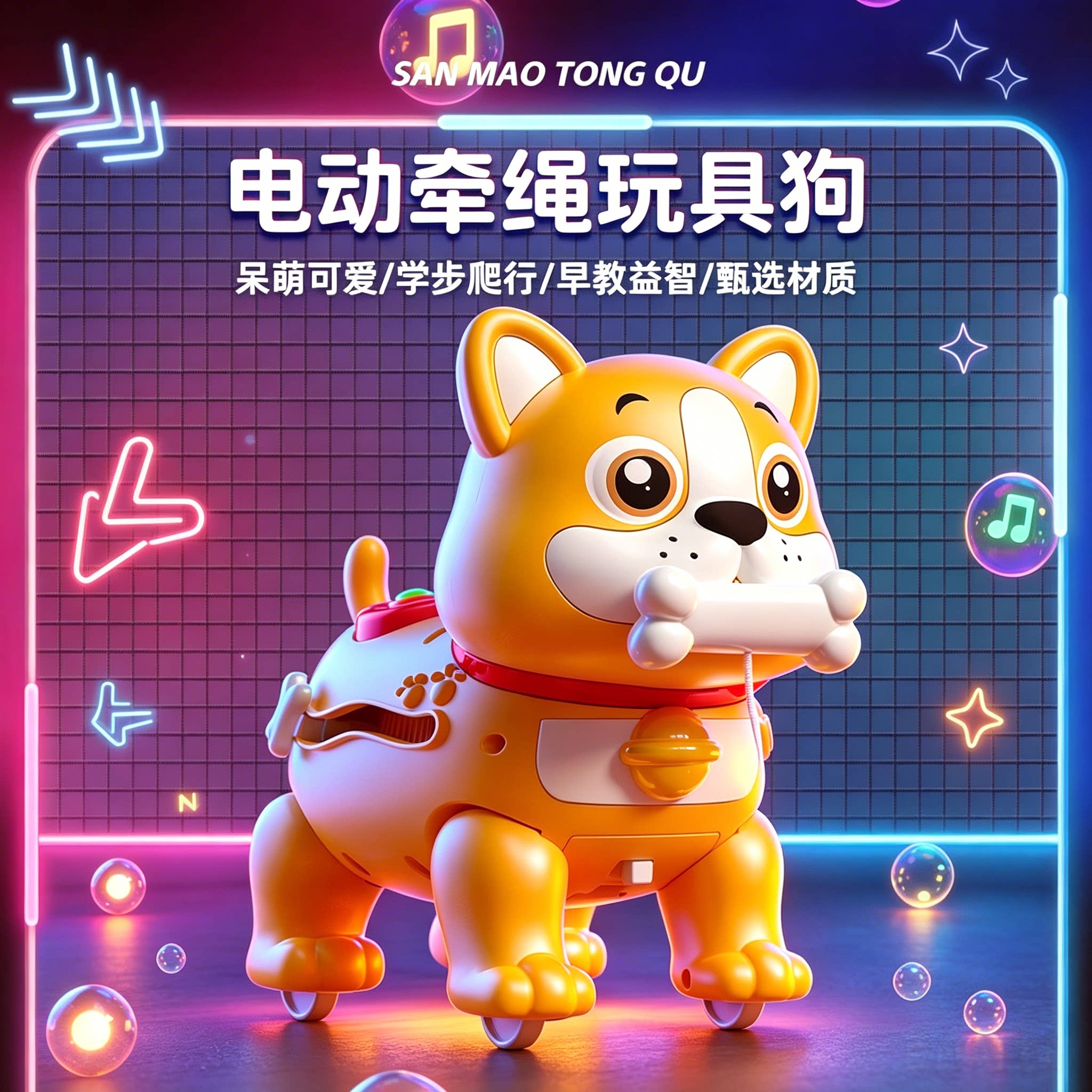 多功能柯基萌犬牵引玩具幼儿学步