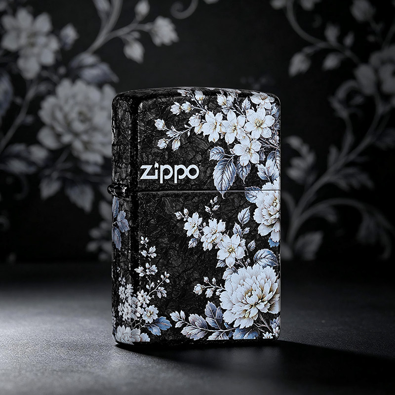 zippo打火机正品 繁花予茉 爱意予你 中国风茉莉花黑裂冰生日礼物