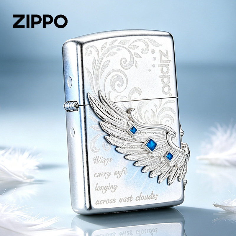 zippo打火机 羽翼之恋立体贴章翅膀热恋之翼送男朋友礼物防风煤油图片