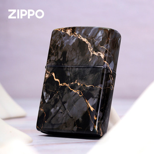 zippo打火机 防风火机彩印新年礼物送男友 璀璨黑曜石官方芝宝正版