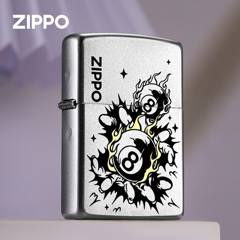 zippo打火机正品 爆裂黑八台球正版 防风煤油打火机男生生日礼物图片