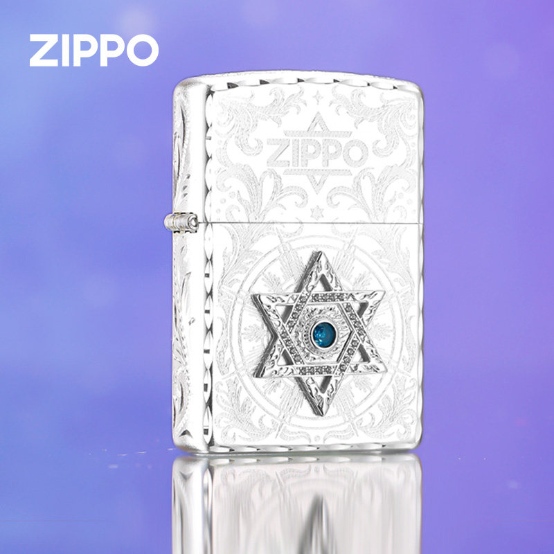 zippo打火机 六芒星之恋繁花咬边贴章防风煤油情人节礼物送男朋友