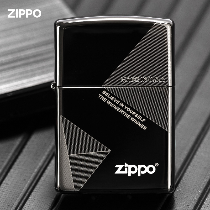 zippo打火机黑冰品男商务正版 芝宝官方正送男友父亲节礼物定制