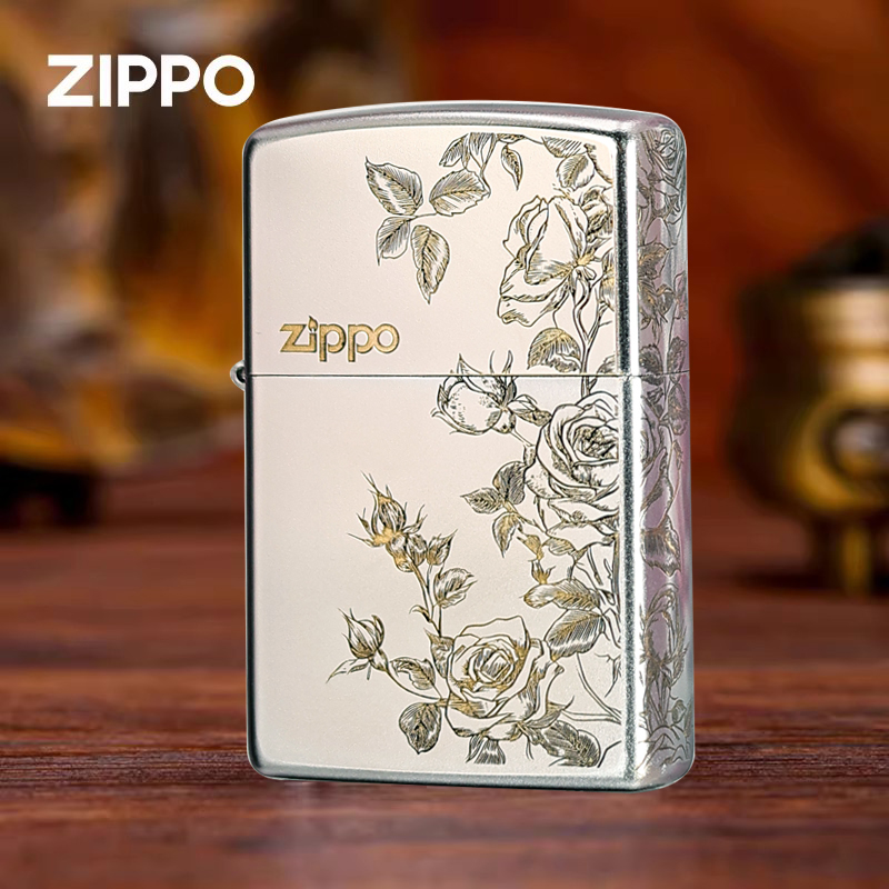 zippo打火机蔷薇之心官方芝宝防风煤油打火机 个性雕刻送男友礼物