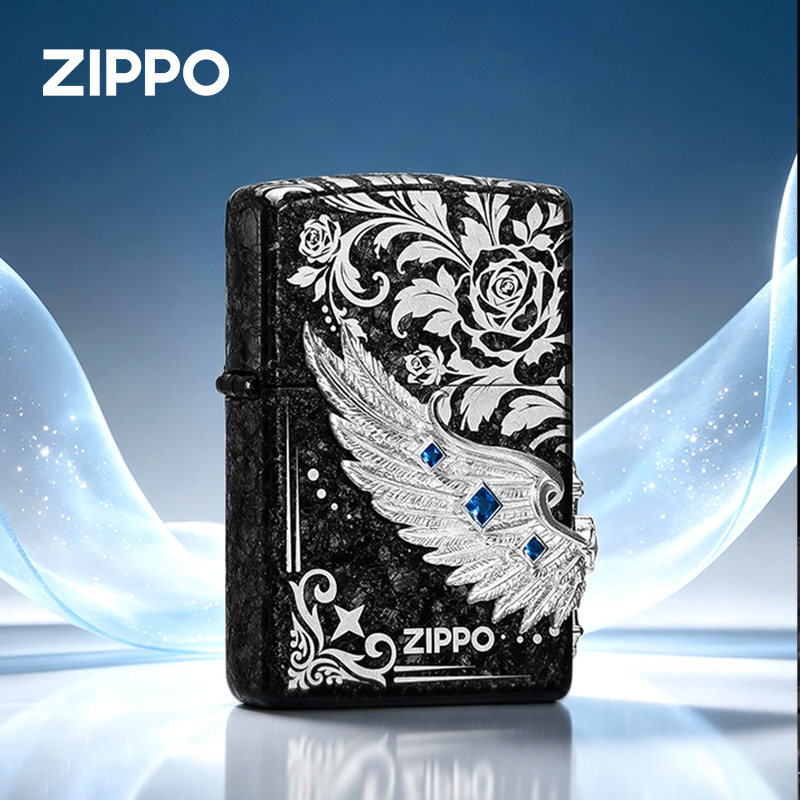 zippo正品打火机热恋双翼玫瑰图片