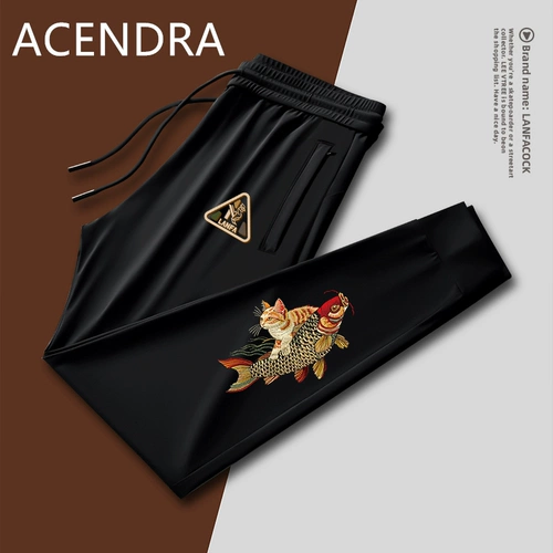 Мужские шелковые летние тонкие эластичные спортивные штаны для отдыха