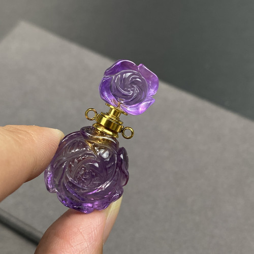 天然紫水晶紫气东来香水瓶吊坠精油瓶项链女款锁骨链送女友闺蜜