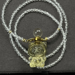 黄水晶拉布布香水瓶吊坠空瓶可装精油香水瓶项链女款毛衣链