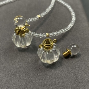 天然白水晶雕刻南瓜空瓶吊坠可装香水精油朱砂胎毛男女吊坠