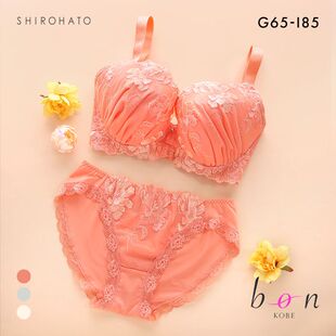 BON诗萝涵朵SHIROHATO内衣套装 刺绣蕾丝高侧收收副乳聚拢胸罩内裤