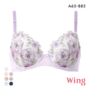 华歌尔日本内衣女士小胸聚拢上托显大日系刺绣蕾丝性感紫色文胸罩