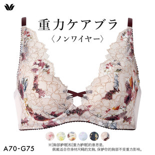 华歌尔日本内衣女士小胸聚拢显大反重力支撑无钢圈日系蕾丝文胸罩