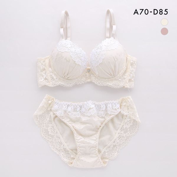 诗萝涵朵SHIROHATO内衣套装女小胸聚拢收副乳刺绣蕾丝性感文胸