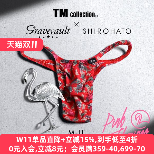 Gravevault男士内裤日本制性感细带紧身本命年红色低腰三角裤240