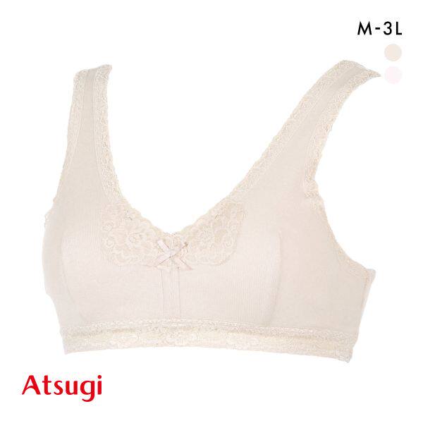 厚木ATSUGI内衣女日本制纯棉轻薄透气中老年妇女妈妈背心式文胸罩