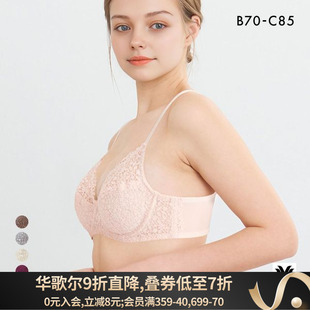 华歌尔Wacoal内衣女大胸显小本命年红色蕾丝薄款全罩杯文胸罩01G