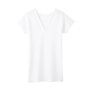 GUNZE郡是女士内衣日本制纯棉三分袖柔软舒适贴身打底保暖V领秋衣