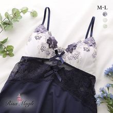 Magli睡衣女透明蕾丝拼接立体刺绣性感纯欲带杯吊带睡裙869 Risa