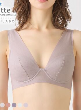 郡是GUNZE无钢圈内衣女上托收副乳防下垂透气无痕夏季薄款文胸