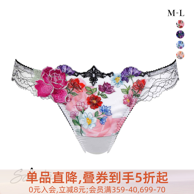 重工刺绣透明蕾丝性感女士丁字裤