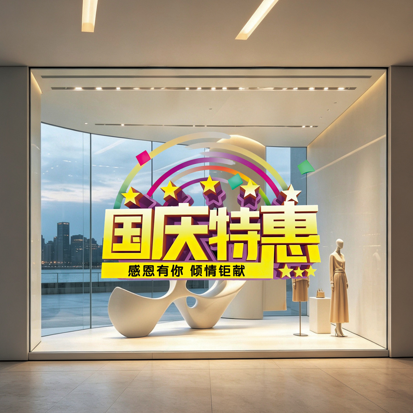 国庆特惠促销玻璃贴纸店铺珠宝店门贴